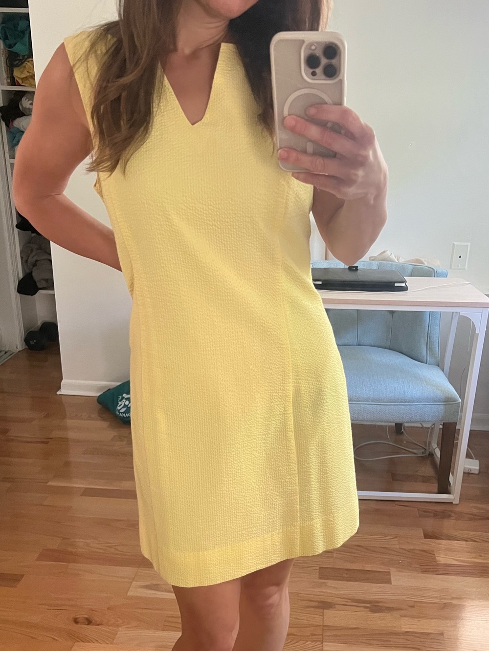 Lauren James seersucker Avery notch neck dress